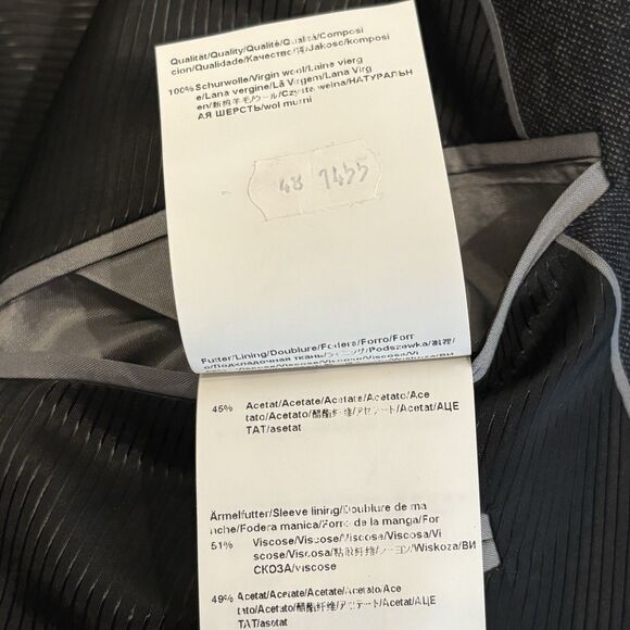 Hugo Boss The Jam75 Flat Front Charcoal Grey Suit Trim Mens 38 R - Picture 6 of 11